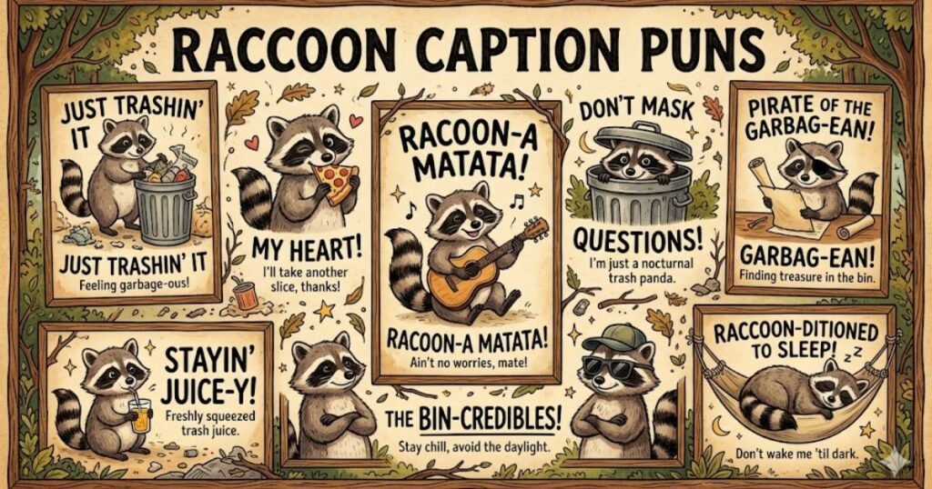 Raccoon Caption Puns