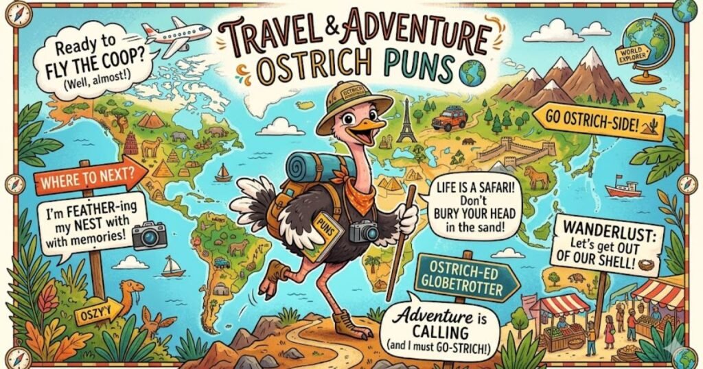 Travel & Adventure Ostrich Puns 🌍